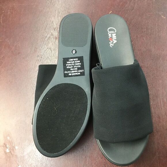 NWT Mia Amore Black Wedge Sandals Size 8 Womens - Picture 10 of 12